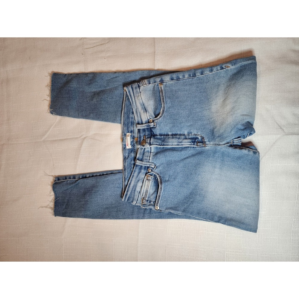 Good American Good Legs Crop Skinny Jeans Indigo565 Distressed Blue Size 4 27